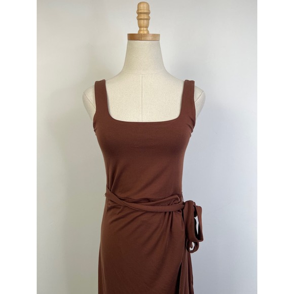 QUINCE Brown Tencel Jersey Side Tie Dress NWT Size XS - Picture 7 of 11